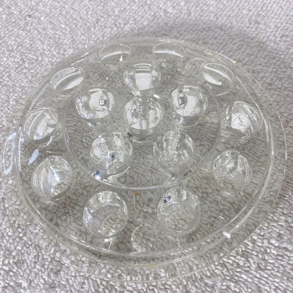 Vintage Clear  Glass 16 Hole Flower Frog Flower Holder Stem Holder Arrangement - Picture 1 of 6